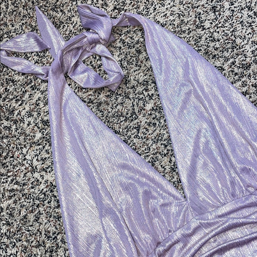 Wild Fable Metallic Purple Halter Tie Neck Mini Dress Size Large | NWT - Picture 5 of 8